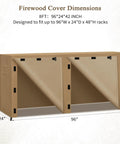 Heavy Duty All Weather 8Ft Firewood Rack Cover Waterproof Outdoor Storage 600D Oxford With PVC PU Coating Universal Fit