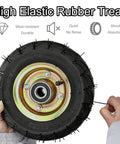 Close-up of heavy duty outdoor caster wheels with high elastic rubber tread, 360 swivel, and steel mounts.