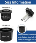 Size dimensions of 3 Pcs Umbrella Base Stand Replacement Parts Kit With M8 Threaded Knobs And Hole Ring Caps for patio use