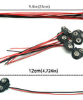 Nine 9V battery clip connectors with red and black wires, 25cm length, part of Six Piece Awesome DC Motor Kit For DIY Projects.
