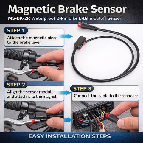 Electric Scooter Brake Sensor Cable For Controller And Cutoff Switch Durable Flexible Brake Sensor Wire Wide Voltage Range 12V To 72V Easy Install No Fuss High Compatibility For Electric Scooter Brakes