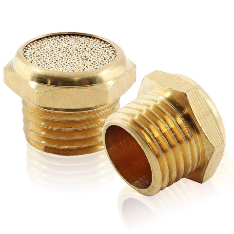 Brass Pneumatic Sintered Muffler Silencer Pack of 12, 1/4 NPT Male Thread Air Exhaust Fittings for Compressed Air Lines