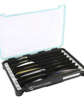 BallistiX Twitch Tackle Tray For Jerkbaits And Topwaters Waterproof Lure Box With Clear Lid showing eight compartments