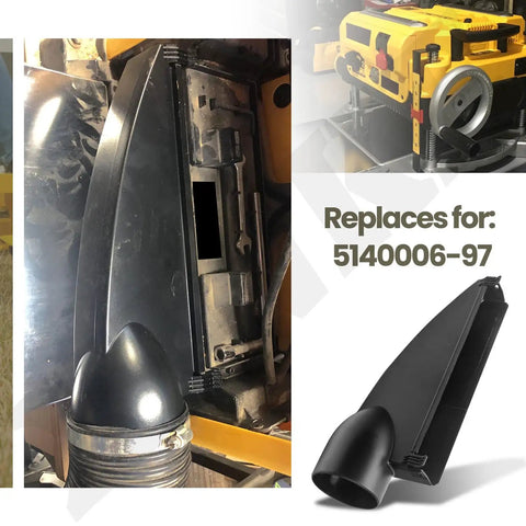 Top Shelf Replacement Planer Dust Hood Fits DeWalt Dw734 Type 1 in black, attaching to planer with dust vacuum hose.