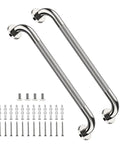 2 Pack 24 Inch Anti Slip Shower Grab Bars Knurled Stainless Steel Chrome Hand Rail For Bathroom Safety And Senior Support Durable Handicap Bath Handles 1.25 Inch Diameter Easy Install shown with mounting hardware