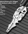 Heavy Duty Stainless Steel Wire Stripping Pliers with ergonomic grip for cutting and stripping copper, iron, and aluminum wires.