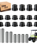 Heavy Duty Golf Cart Front Suspension Kit For Club Car DS 1992 Up 12 Piece Spring Bushing Set With Sleeves Replacing Front Upper Arm And Front Lower Spring Bushings On Gas And Electric Models, black bushings and silver sleeves