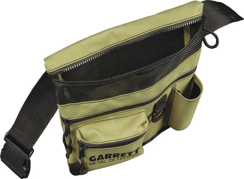All Terrain Dig Pouch With Mesh Drain Screens For Sifting Dirt And Water, showing top zipper and multiple compartments