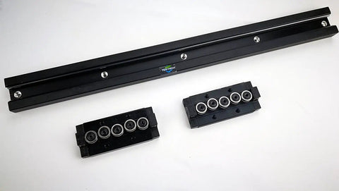 Double Axis Linear Rail Kit With Black Oxide Finish 1400mm SGR20 Rail Plus Two SGB20-5UU Carriages Built For Precision 3D Printer And CNC Machining Projects Heavy Duty Rock Solid Guide System For Smooth Motion. Black oxide 1400mm rail with two SGB20-5UU carriages.