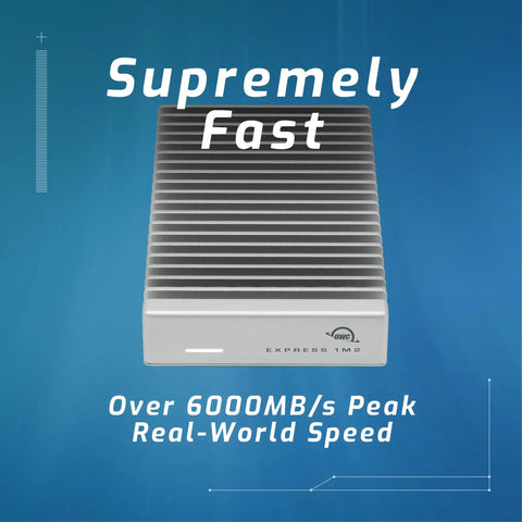 NVMe SSD Enclosure With USB4 Thunderbolt Compatibility, Aluminum Heat Sink, Ultra Fast Enclosure Only, front angle view