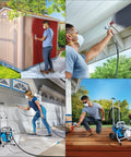 Pro Grade Airless Paint Sprayer With A Mean 3000 Psi Kick For Unthinned Latex Primers And Stains in use sprayer outdoor and indoor.