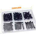 170 Piece Wood And Drywall Screw Set With 6 Sizes Flat Head Self Tapping Black Screws in plastic case