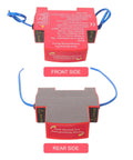 Heavy Duty Automatic Car Fire Extinguisher With Sticky Self Adhesive Patch For Quick Dash Install and Fast Engine Bay Fire Knockout In Rvs Trailers Or Daily Driver Trucks, showing front and rear sides.