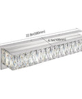 Crystal Chrome LED Vanity Light Bar For Bathroom, Dimmable And Flicker-Free 18W Over Mirror Fixture, side view with dimensions