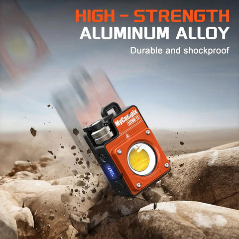 Portable Camping Light 3500LM LED Lantern rechargeable with aluminum alloy body demonstrating durability falling on rocks.