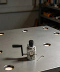 Awesome Plastic Hand Crank Manual Wire Stripper For Copper And Aluminum Cables on a metal table with a hand crank design.