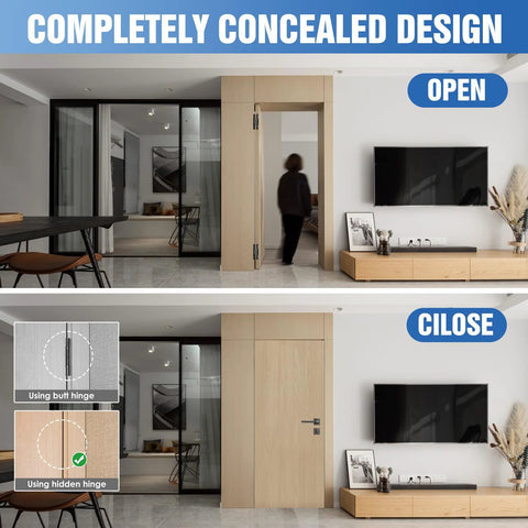 Salón con puerta oculta utilizando bisagras para puertas secretas Inch 15 Inch 6,35 Inch 2,54 Inch , con ajuste en tres direcciones y montaje oculto invisible para puertas ocultas elegantes y discretas, color negro, paquete de 2 unidades de Eegoowa