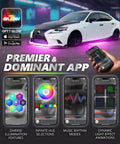 Car with Aura Pro Underglow LED Lights Kit for Cars with App and Remote Control RGB Multicolor Modes Music Sync glowing purple.