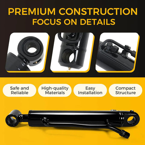 25 Millimeter Hydraulic Thumb Cylinder for Mini Excavators Up to 3 Tons with single hole thumb clip, close-up details