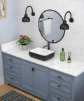 Rectangular Vessel Sink Dope Black And White Finish, 20 By 15 Inches, Above Counter Ceramic Porcelain Vanity Basin in modern bathroom
