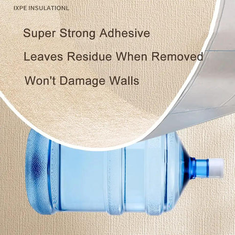 Close-up of IXPE insulation texture with a water bottle, Kick Back The Chill With Prime Thermal Wallpaper For Cold Walls Peel And Stick Heat Blocking Wall Covering Saves Energy No Sweat Install Covers Cracks Clean White Look.
