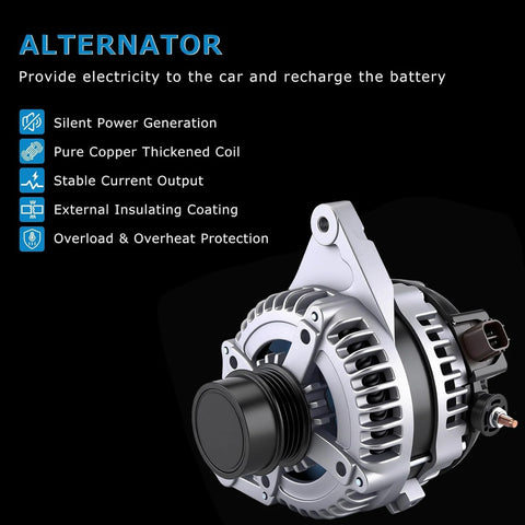 High-Performance Alternator Upgrade for Toyota Camry L4 2.5L 2010-2011 with features like copper coil and insulating coating visible