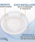 Space Saving RV Kitchen Sink With Pull Out Brushed Nickel Faucet And Dual Stream Spray White Oval Plastic Basin