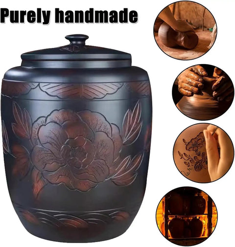 Keep Your Pantry Fresh As Heck Super Spacious Ceramic Airtight Storage Container With Secure Lid Hella Large Kitchen Canister beautifully carved.