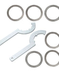 Coil Over Spring Thrust Bearings And Washers Kit with Spanner Wrenches for Suspension Upgrades, includes washers and tools.