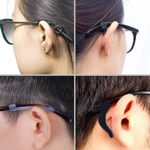 12 Pairs Silicone Eyeglasses Retainers Anti Slip Glasses Temple Holders Stay Put Stoppers for Sports and Study installed on frames