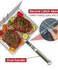 Stainless Steel Grill Basket With Detachable Handle For Outdoor Grilling Perfect For Fish Meats And Veggies Flip Easy And Even Heating