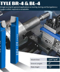 10-piece blue metal lathe cutter tool set with 1/4 in shanks and carbide tips, overall length 2 in