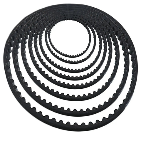 8 Pack 2GT Timing Belts 6mm Wide Closed Loop Rubber Drive Belts For DIY 3D Printers arranged in a spiral pattern