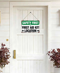 Aluminum Safety First Aid Kit Location Sign Built Tough Heavy Duty Scratch And Moisture Resistant Wall Decor for door