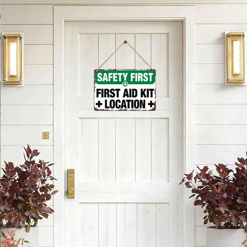 Aluminum Safety First Aid Kit Location Sign Built Tough Heavy Duty Scratch And Moisture Resistant Wall Decor for door