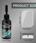 Premium Windshield Crack Repair Kit 2025 New Quick Glass Repair Liquid For Windshields Windows And Mirrors All Glass Crack Types Two Pack Easy Safe Fix To Stop Cracks From Spreading And Save Replacements bottle, film, and blade shown with measurements.