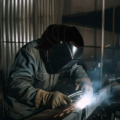 Welder using Extended Welding Helmet Cover With Press Fit Seal That Cuts Glare And Adds Neck Protection Dope Fit For Lincoln Black