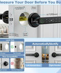 Smart Fingerprint Door Lock With Keyless Entry No Fuss And Multiple Unlock Methods Password Code Mechanical Key IC Card Auto Lock showing dimensions and installation