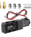 2-Position 5-Way Pneumatic Solenoid Valve DC12V Pilot-Operated Out Of Line Kit With 1/4 NPT Ports Includes Mufflers And PTFE Tape