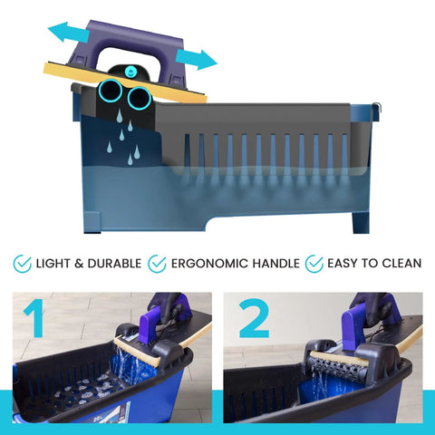 Grouting Bucket Kit With Sponge Floats And Wheels For Tile Work And Grout Cleaning, 20L Bucket, drainage system illustration