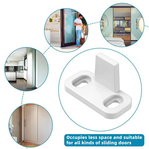 Eight Piece Barn Door Floor Guide Set For Sliding Doors Bottom Track Floor Mount Hardware Durable Plastic Pocket Door Guides White
