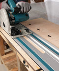 110 Inch Guide Rail Kit Extruded Aluminum Rails Compatible With Track Saw Precision Cutting in use on a wooden surface.