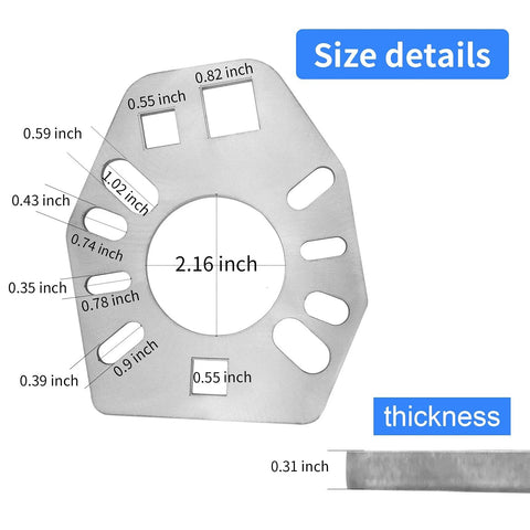 Front view of Amazon stainless steel pinion yoke wrench with multiple slotted and square holes for yokes and axles