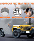 Jeep Wrangler Cab Cover For 2007 To 2026 Four Door Waterproof All Weather Half Car Cover Oxford Fabric on yellow Jeep