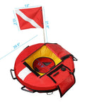Inflatable Dive Float Buoy With Flag, 29 Inch Surface Marker For Scuba, Freediving, Snorkeling, And Spearfishing, High Viz Red