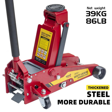 Beefy 3.5 Ton Safety Floor Jack With Auto Locking Stand In One 2 In 1 Hydraulic Jack For Cars SUVs Trucks And Garage Use
