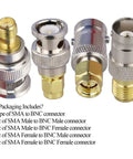 4 Pack SMA To BNC Coax Adapters - SMA Male to BNC Male, SMA Male to BNC Female, SMA Female to BNC Male, SMA Female to BNC Female