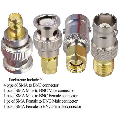 4 Pack SMA To BNC Coax Adapters - SMA Male to BNC Male, SMA Male to BNC Female, SMA Female to BNC Male, SMA Female to BNC Female