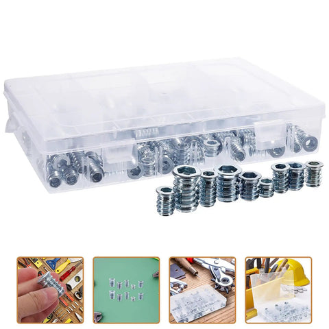Threaded Inserts Kit For Wood Projects 100 Pieces Beefy Zinc Plated Iron Fasteners 15mm Length Easy To Install Portable
