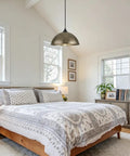 MIAYBPH Pendant Lights Kitchen Island, 12" Antique Bronze Dome Pendant Light Fixture above a bed in a bright bedroom.